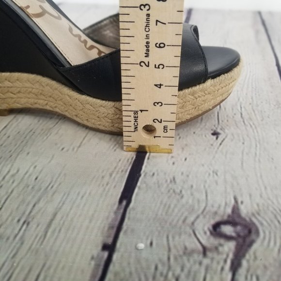 Sam Edelman Black T Strap, Stappy Woven Wedge - Picture 8 of 8